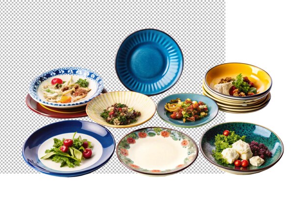 Trzy talerze z różnymi daniami